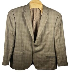 Lauren Ralph Lauren Men 46R Silk/Wool Tattersall Blazer Sport‎ Coat Suit Jacket